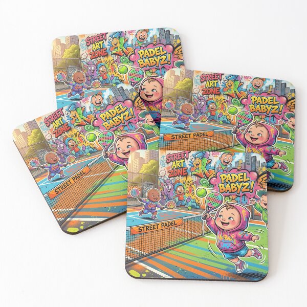 Item preview, Cartoon Baby Padel Players on Colorful Street Court designed and sold by ticzla95.