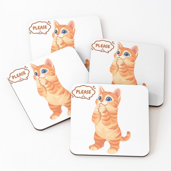 Item preview, Cute Begging Kawaii Cat PLEASE Funny Cartoon Aesthetic Sticker designed and sold by Pandey14.