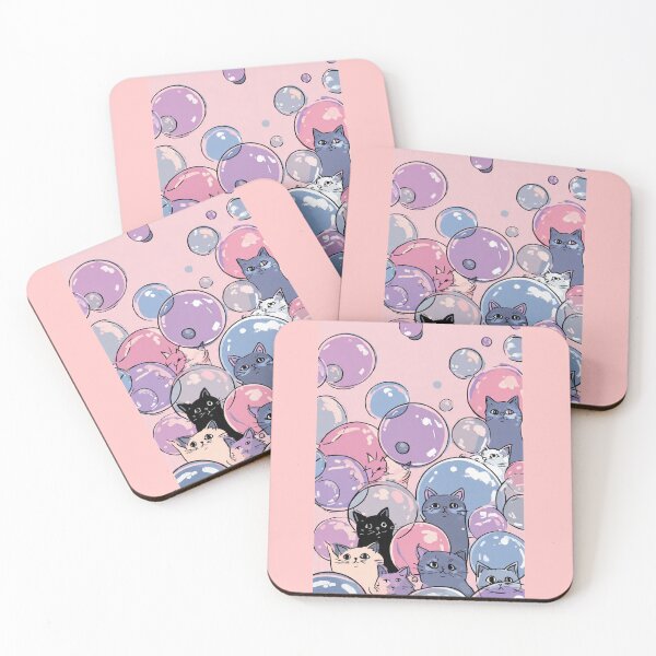 Item preview, Pastel Bubble Cats Kawaii Pattern designed and sold by Moody Vibes Studio.