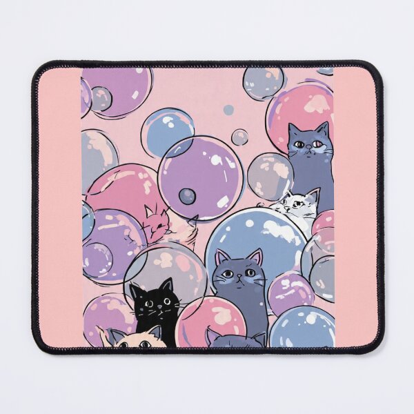 Item preview, Pastel Bubble Cats Kawaii Pattern designed and sold by Moody Vibes Studio.