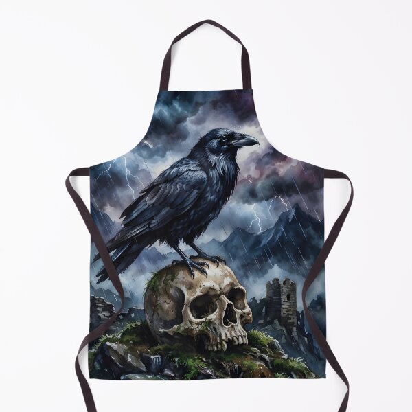Item preview, Black Raven Perched on Skull Gothic Storm Ruins designed and sold by RubisLeaf.