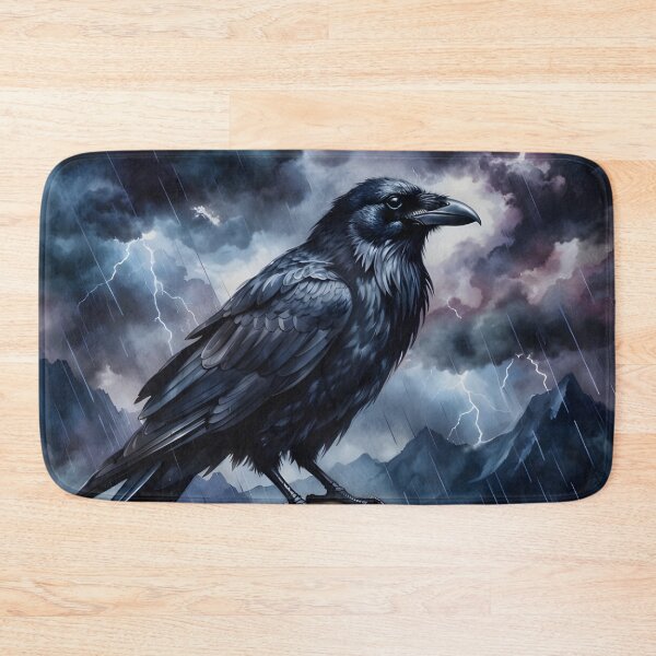 Item preview, Black Raven Perched on Skull Gothic Storm Ruins designed and sold by RubisLeaf.