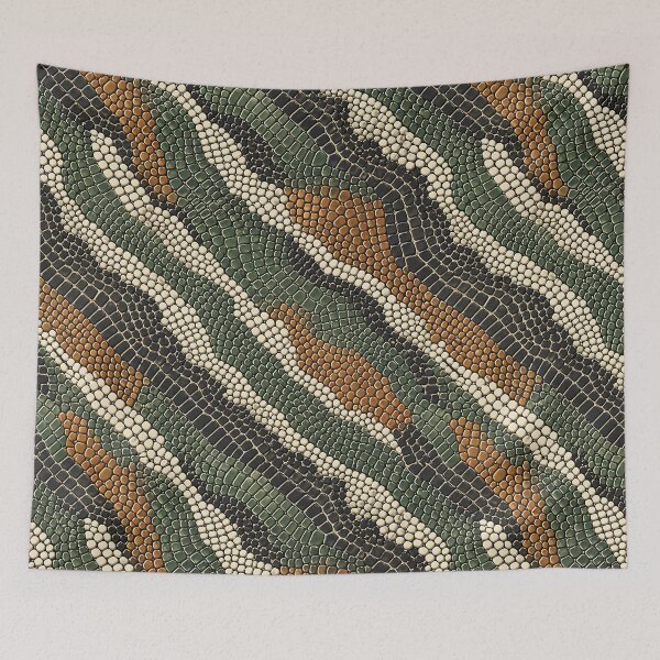 Item preview, Green Brown Crocodile Scale Abstraction Duvet Cover designed and sold by Kentala.
