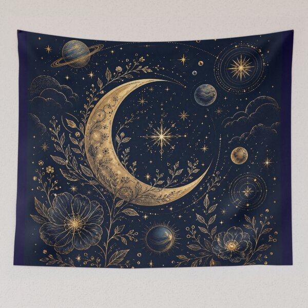 Item preview, Celestial Moon and Stars Mystical Gold Line Art | Astrology Lover Gift designed and sold by irfanshikh.