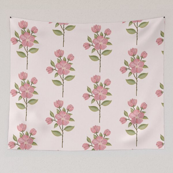 Item preview, Botanical watercolor illustration of pink cherry blossoms designed and sold by Grin Katalina Floral Patterns & Cozy Art.