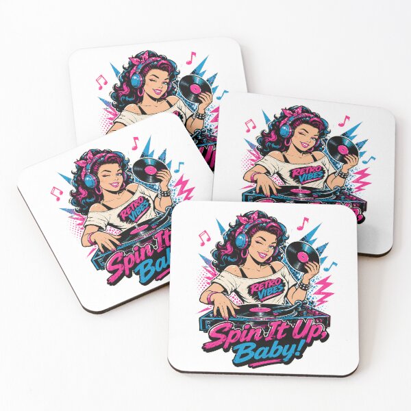 Item preview, Retro Vibes Shake It Up Baby Pinup - 80s 90s Music DJ Girl designed and sold by chattsuede.