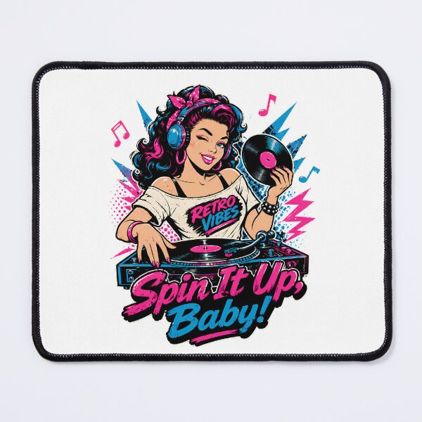 Item preview, Retro Vibes Shake It Up Baby Pinup - 80s 90s Music DJ Girl designed and sold by chattsuede.