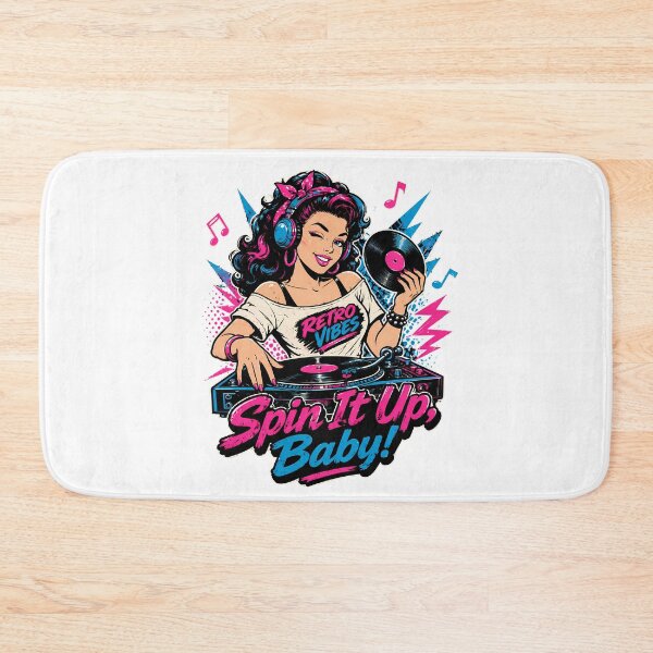 Item preview, Retro Vibes Shake It Up Baby Pinup - 80s 90s Music DJ Girl designed and sold by chattsuede.