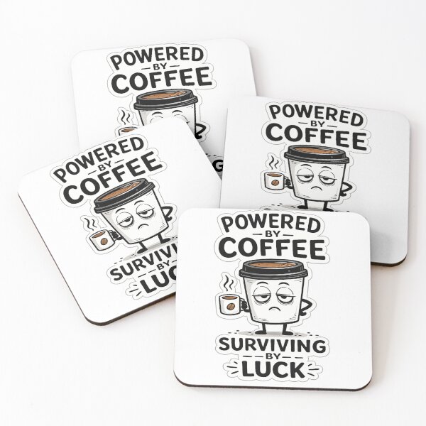 Item preview, Powered by Coffee Surviving by Luck – Funny Sarcastic Mug Art | Office Gift designed and sold by irfanshikh.