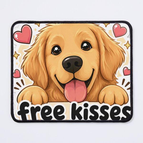 Item preview, Cute Golden Retriever “Free Kisses” designed and sold by DrakeDogShop.