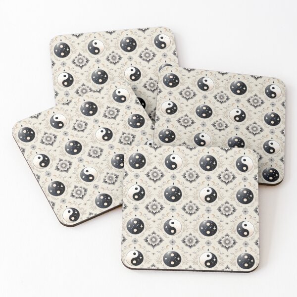 Item preview, Yin Yang Floral Seamless Pattern on Beige Minimalist Background designed and sold by semenol.