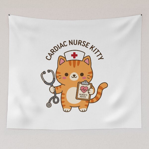 Item preview, Cardiac Nurse Kitty – Cute Cardiology Nurse Cat designed and sold by officinelala.