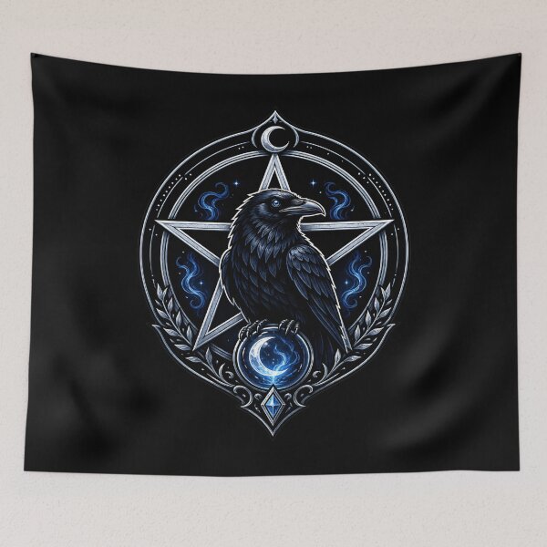 Item preview, Mystic Raven Pentagram Witchy Gothic Art designed and sold by Text2tee.