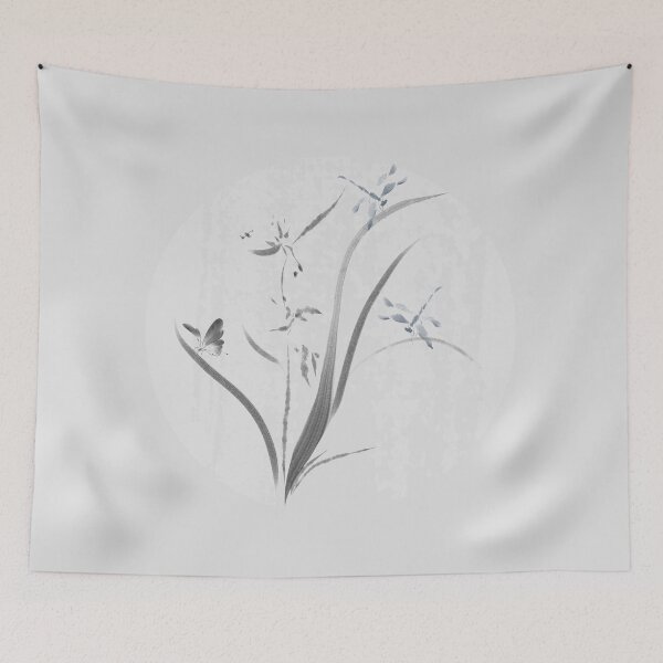 Item preview, Wild Orchid and Dragonfly Zen – Traditional Japanese Sumi-e Ink Art designed and sold by alizye.