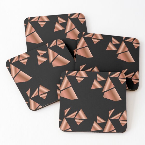 Item preview, Rose Gold and Black Abstract Geometric Triangles designed and sold by Typomuse-studio.
