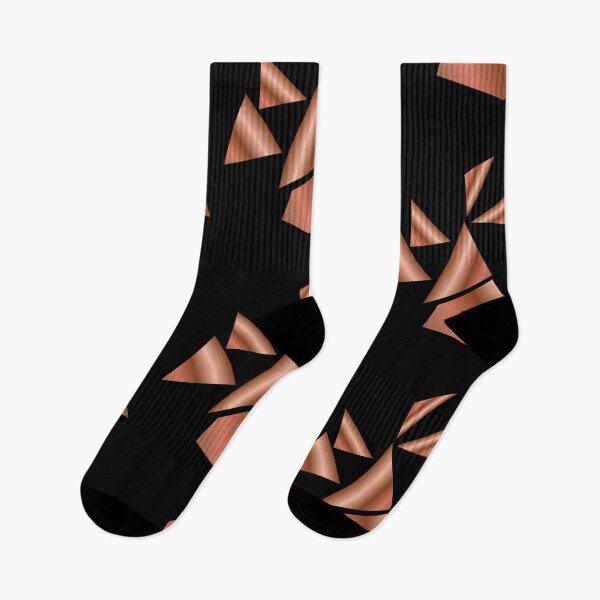 Item preview, Rose Gold and Black Abstract Geometric Triangles designed and sold by Typomuse-studio.