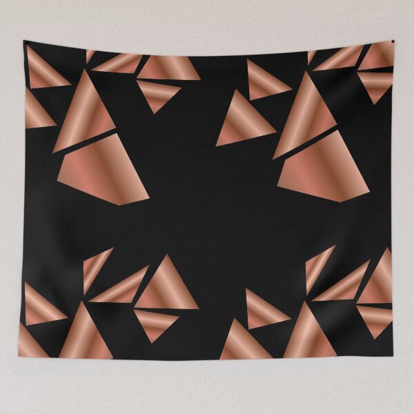 Item preview, Rose Gold and Black Abstract Geometric Triangles designed and sold by Typomuse-studio.