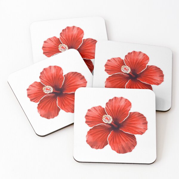 Item preview, Red hibiscus flower watercolor painting  designed and sold by uunaa.