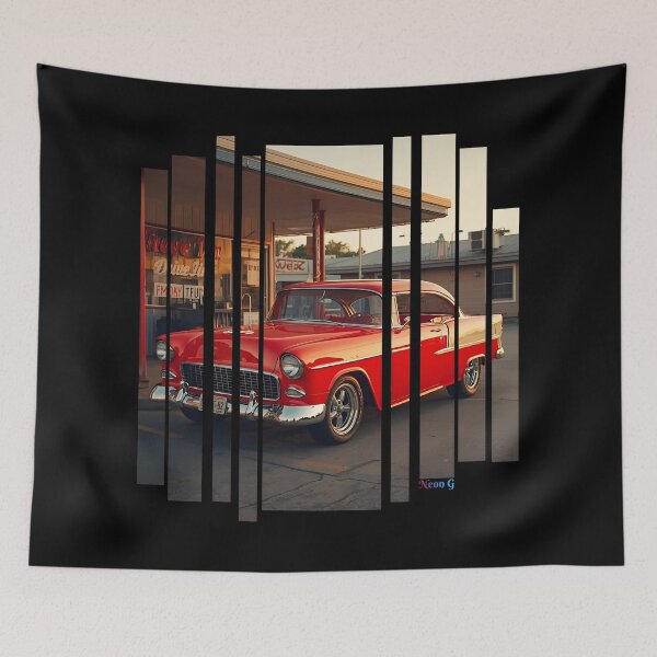 Item preview, Chevy Bel Air 1955, 50s pastel palette, chrome shine, mid-century diner vibe 5 designed and sold by Neon G.