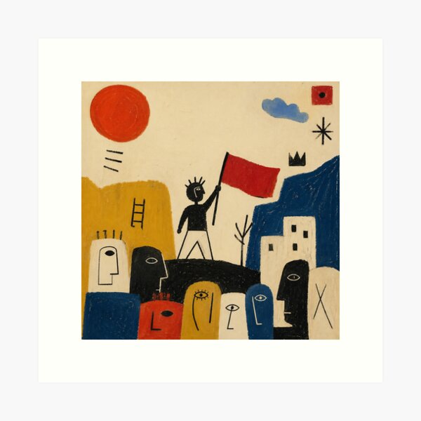 Item preview, Naïve Abstract Revolution Art – Folk Style Flag Figure Minimalist Political Abstract Illustration designed and sold by DrizzyV.