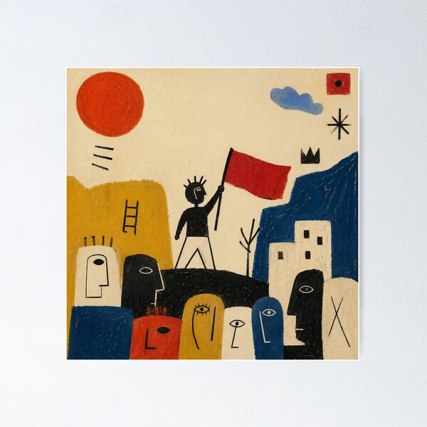 Item preview, Naïve Abstract Revolution Art – Folk Style Flag Figure Minimalist Political Abstract Illustration designed and sold by DrizzyV.