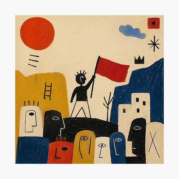 Item preview, Naïve Abstract Revolution Art – Folk Style Flag Figure Minimalist Political Abstract Illustration designed and sold by DrizzyV.
