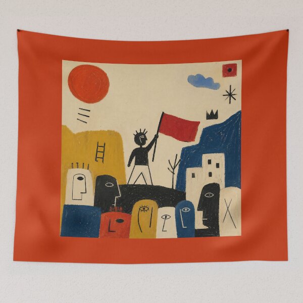 Item preview, Naïve Abstract Revolution Art – Folk Style Flag Figure Minimalist Political Abstract Illustration designed and sold by DrizzyV.