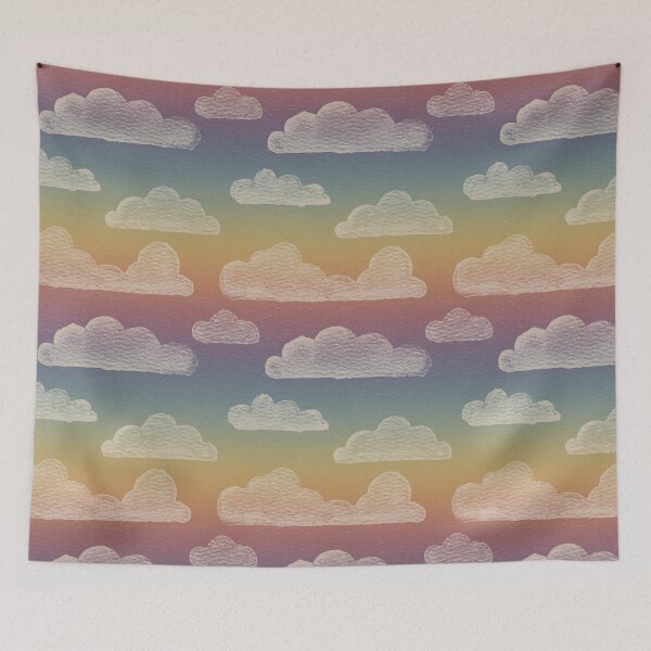 Item preview, Dreamtime Clouds Watercolor Pattern - Rainbow Sunset + Dove designed and sold by Irene Estelle.