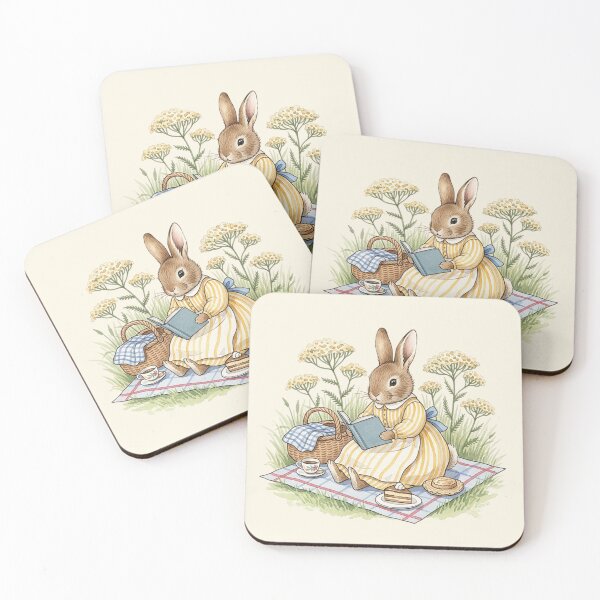 Item preview, Whimsical Reading Bunny Picnic Watercolor Art designed and sold by Pasteltone.