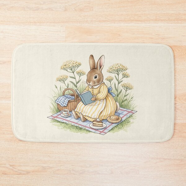 Item preview, Whimsical Reading Bunny Picnic Watercolor Art designed and sold by Pasteltone.