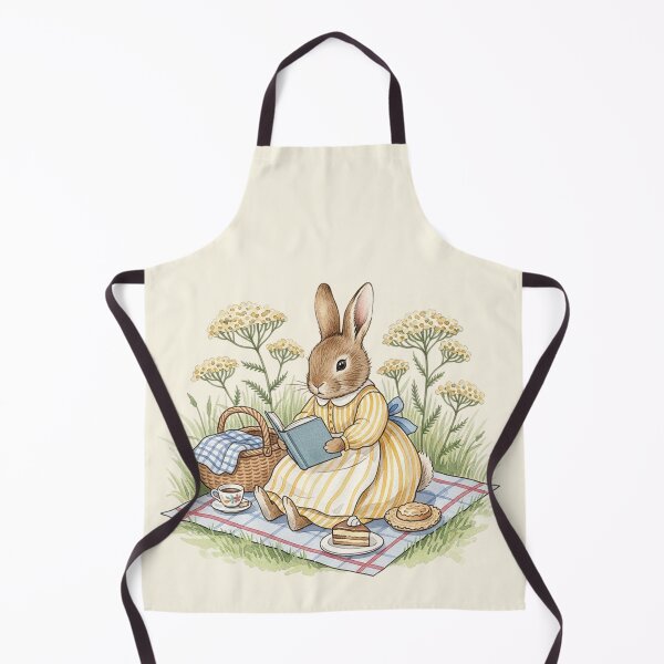Item preview, Whimsical Reading Bunny Picnic Watercolor Art designed and sold by Pasteltone.