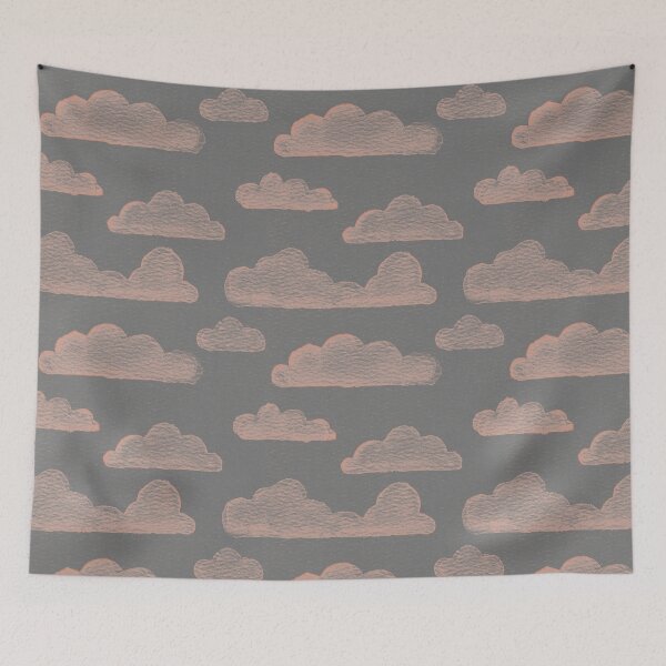 Item preview, Dreamtime Clouds Watercolor Pattern - Slate + Coral designed and sold by Irene Estelle.