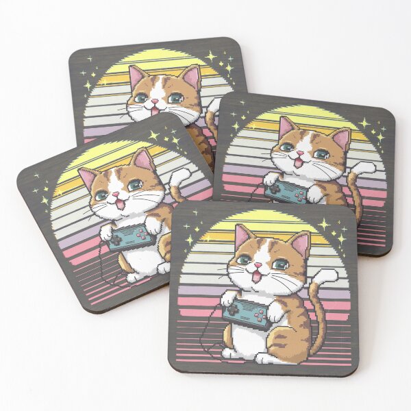 Item preview, Retro Gaming Cat Cute Pixel Sunset Art designed and sold by PixelDrift21.