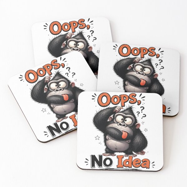 Item preview, Funny Cartoon Gorilla Stuck On A Problem Oops No Idea Graphic Illustration designed and sold by LOLKart.