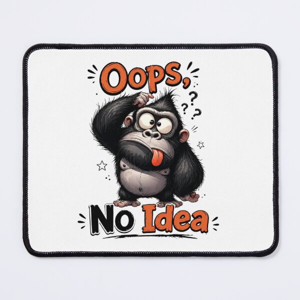 Item preview, Funny Cartoon Gorilla Stuck On A Problem Oops No Idea Graphic Illustration designed and sold by LOLKart.
