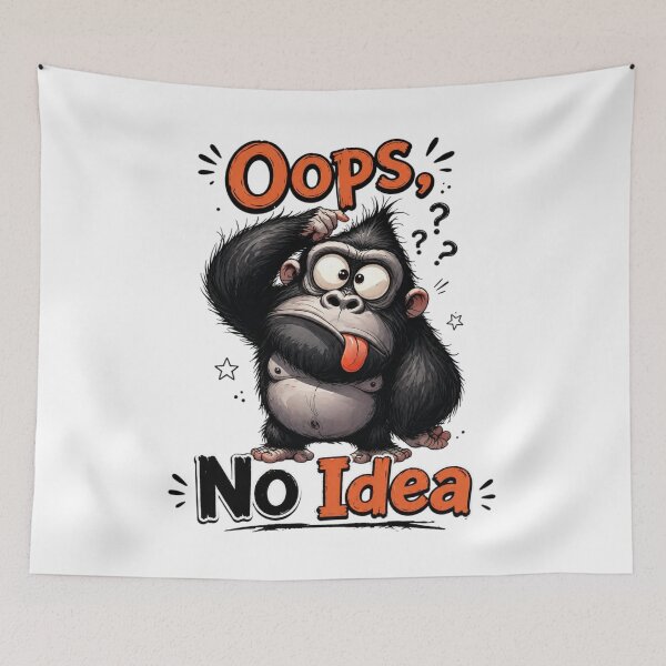 Item preview, Funny Cartoon Gorilla Stuck On A Problem Oops No Idea Graphic Illustration designed and sold by LOLKart.
