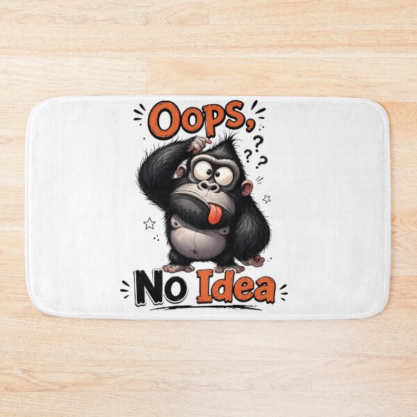 Item preview, Funny Cartoon Gorilla Stuck On A Problem Oops No Idea Graphic Illustration designed and sold by LOLKart.