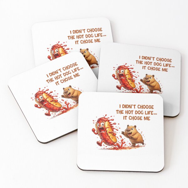 Item preview, Funny Running Hot Dog & Capybara – Ketchup Chaos Cartoon Design designed and sold by Dinaelsherkawy.