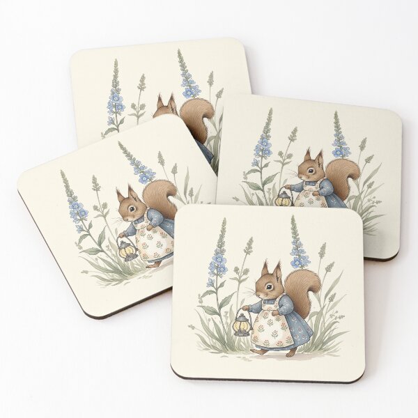 Item preview, Little Squirrel with Lantern Woodland Watercolor designed and sold by Pasteltone.