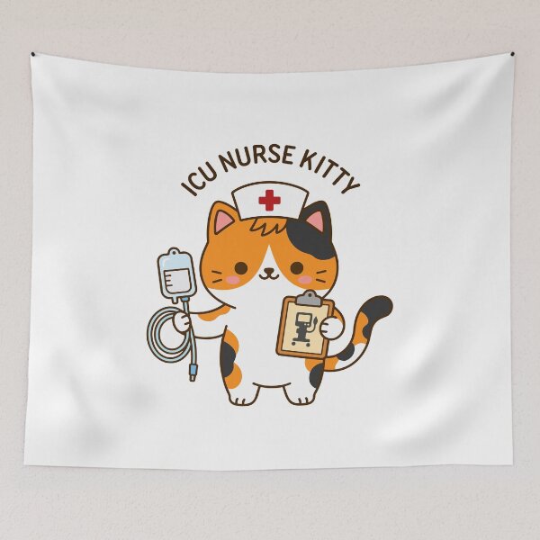 Item preview, ICU Nurse Kitty – Cute Intensive Care Nurse Cat designed and sold by officinelala.