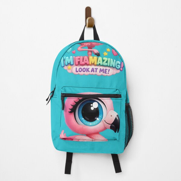 Item preview, 3D Cute Pastel Flamingo Big Eye Funny Cartoon Character with Quote designed and sold by StickyDelights.