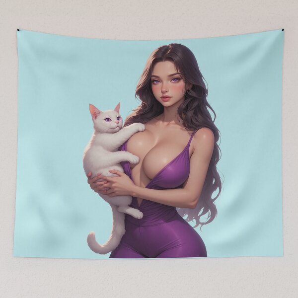 Item preview, The brunette and the cat designed and sold by kwinchi.