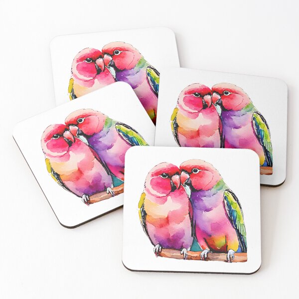 Item preview, Loving Lovebirds Snuggling Watercolor designed and sold by Mia's Menagerie.