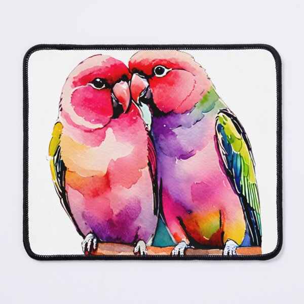 Item preview, Loving Lovebirds Snuggling Watercolor designed and sold by Mia's Menagerie.