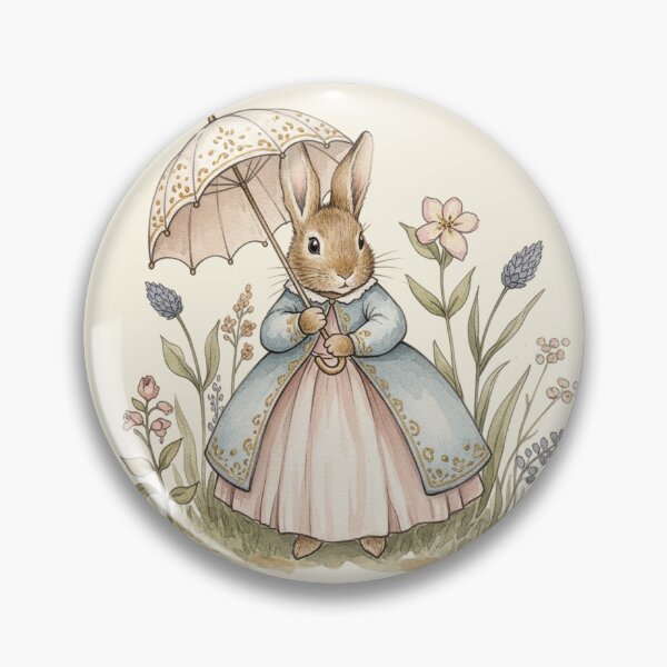 Item preview, Elegant Bunny with Parasol Vintage Watercolor Art designed and sold by Pasteltone.