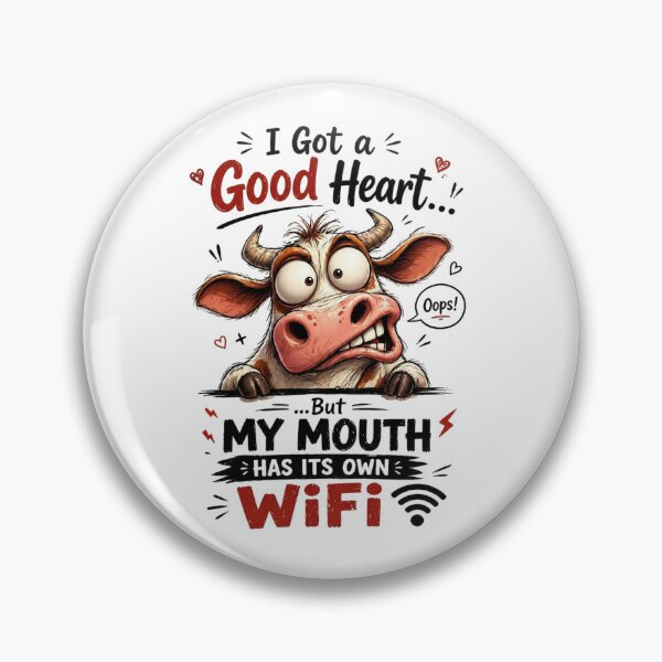 Item preview, Sarcastic Cow Cartoon Design: Good Heart But My Mouth Has Its Own WiFi designed and sold by LOLKart.