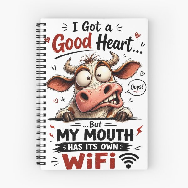 Item preview, Sarcastic Cow Cartoon Design: Good Heart But My Mouth Has Its Own WiFi designed and sold by LOLKart.