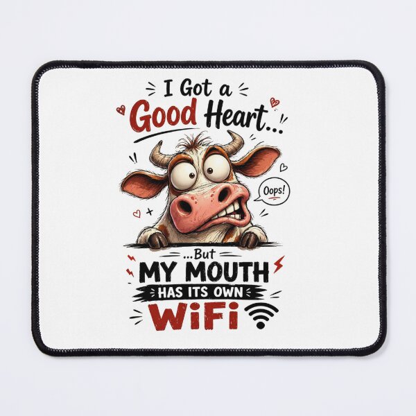 Item preview, Sarcastic Cow Cartoon Design: Good Heart But My Mouth Has Its Own WiFi designed and sold by LOLKart.