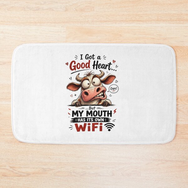Item preview, Sarcastic Cow Cartoon Design: Good Heart But My Mouth Has Its Own WiFi designed and sold by LOLKart.