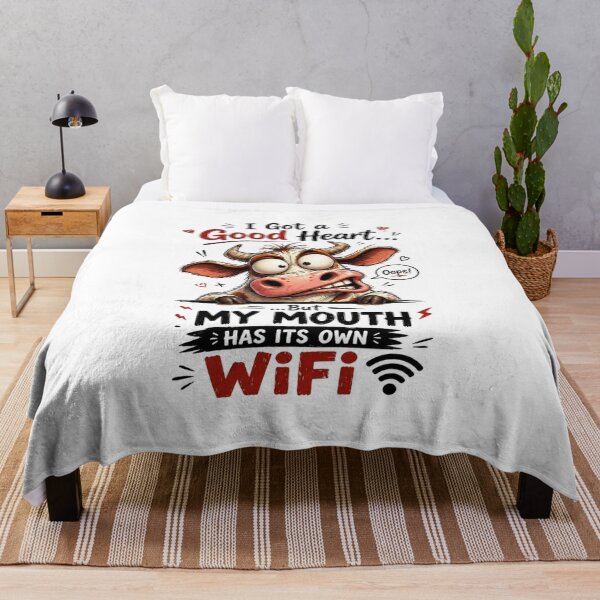 Item preview, Sarcastic Cow Cartoon Design: Good Heart But My Mouth Has Its Own WiFi designed and sold by LOLKart.